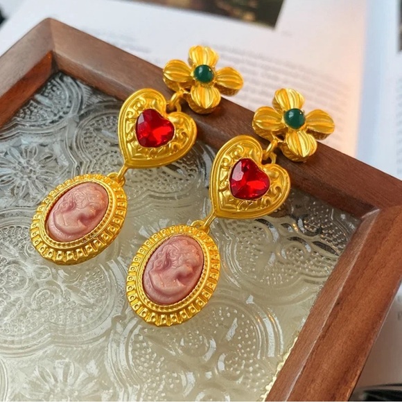 Ego UK Cameo Gold Dangle Earrings - Picture 6 of 10